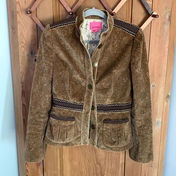 Phoebe brown gabardine paisley print short jacket - Picture 1 of 10